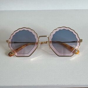 Brand New Chloe Tally 56mm Scalloped Sunglasses - Pink/Purple